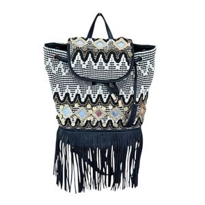 ***BRAND NEW/ SOLD OUT*** Rebecca Minkoff Fringed Black & White Backpack